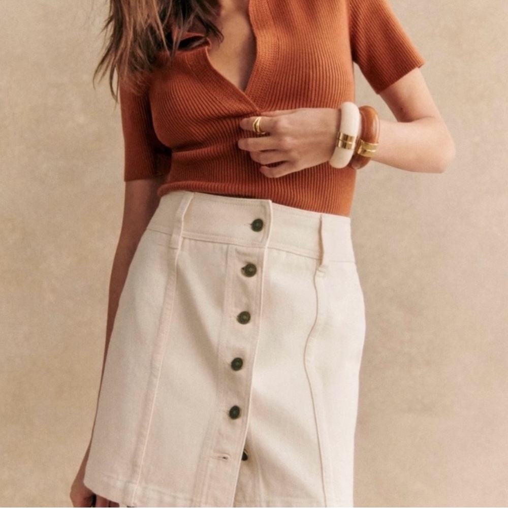 Sézane ecru Savine denim  skirt